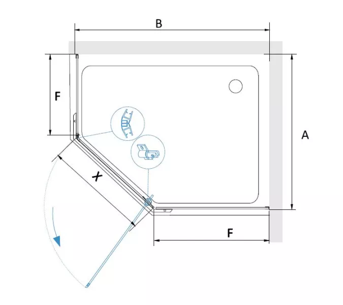 Душевой уголок RGW PA-091, Цвет стекла: прозрачное, Цвет профиля (вариация): Хром, Выбрать размер: 100х80, изображение 2