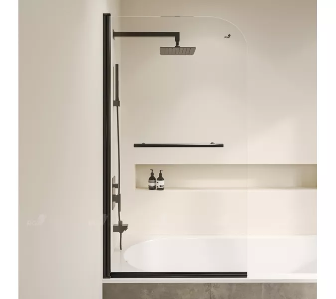 Шторка на ванну RGW SC-114B, Цвет стекла: прозрачное, Цвет профиля (вариация): Черный, Выбрать размер: 800, изображение 2