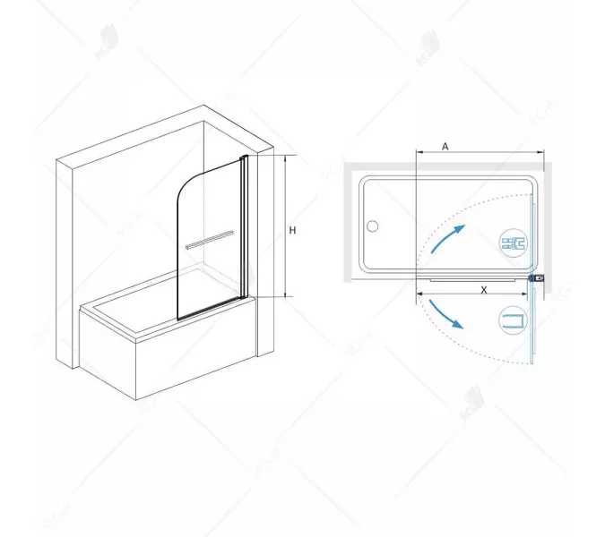 Шторка на ванну RGW SC-114B, Цвет стекла: прозрачное, Цвет профиля (вариация): Черный, Выбрать размер: 800, изображение 6