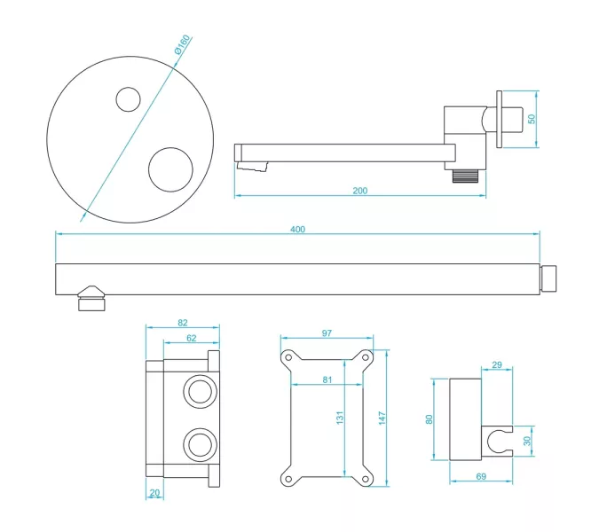 Душевая система встраиваемая RGW SP-55, Выбрать цвет: Хром, изображение 10