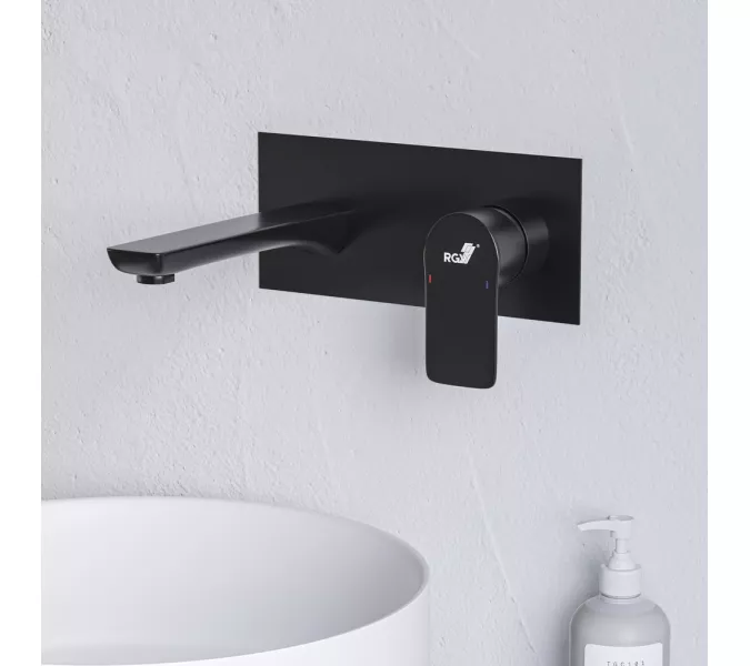 Смеситель встраиваемый с изливом RGW SP-46B, Цвет профиля: Черный