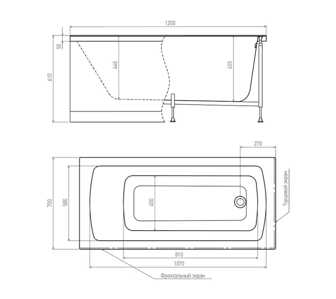 Ванна акриловая TIMO RITTA 120х70 150х70 160х70 170х75, Выбрать размер: 120*70, изображение 7