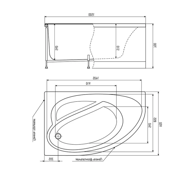Ванна акриловая TIMO IVA L / R 150х95, 160х100, Выбрать размер: 150*95, Ориентация: левая, изображение 6