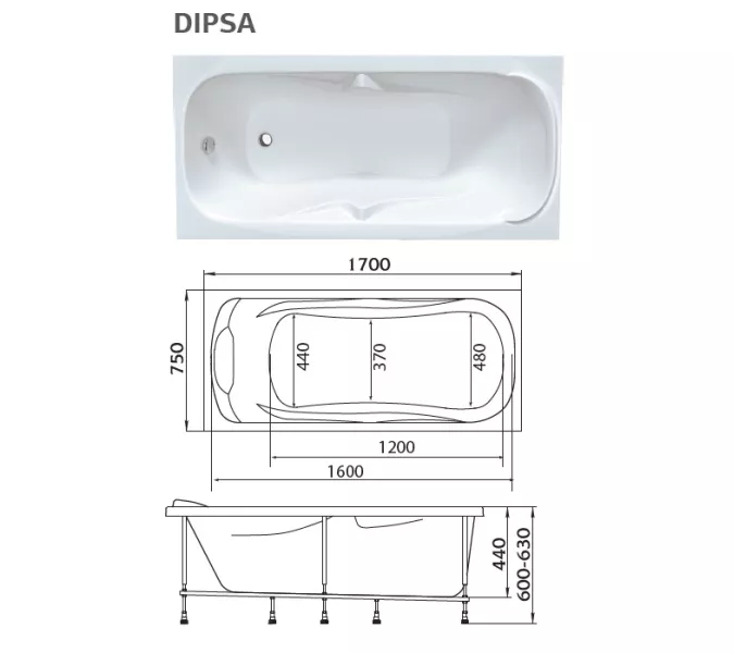 Ванна 1Marka  DIPSA 170x75, изображение 6
