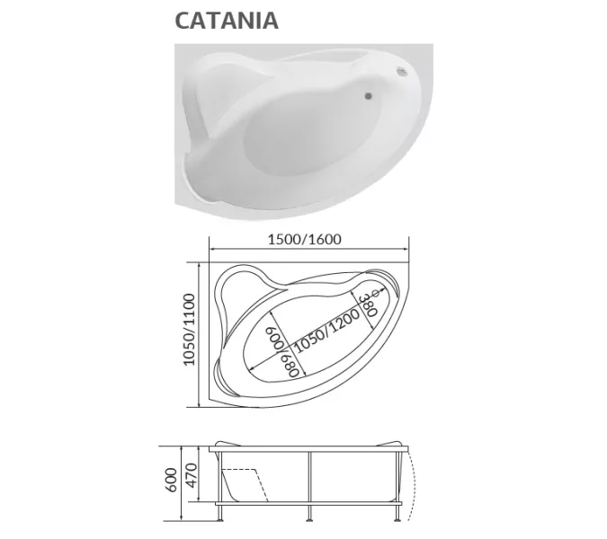 Ванна 1Marka CATANIA L/R, Выбрать размер: 150x105, Ориентация: Правая, изображение 8