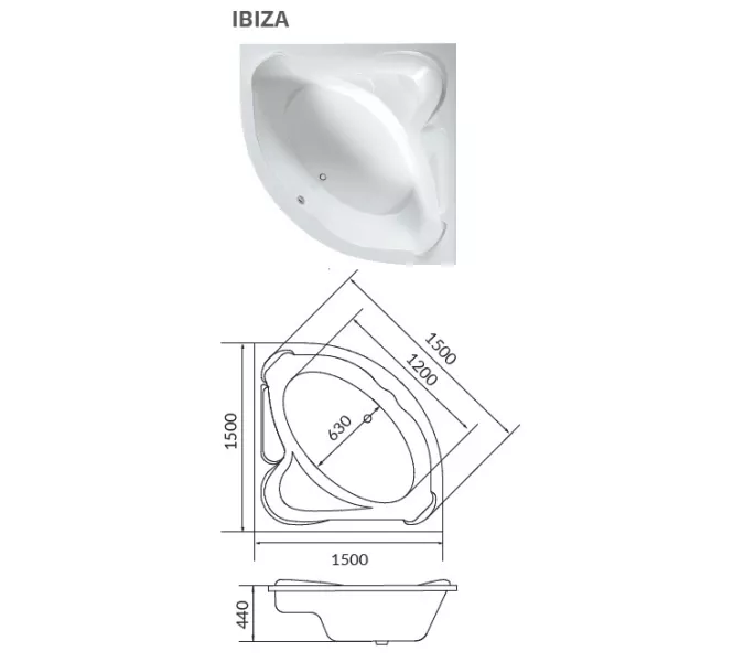 Ванна 1Marka IBIZA 150х150, изображение 6