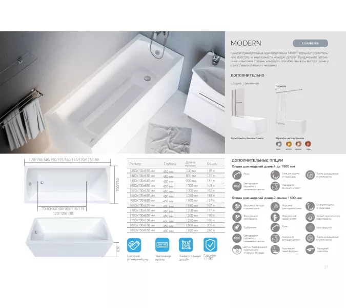 Ванна 1Marka MODERN, Выбрать размер: 120*70, изображение 10