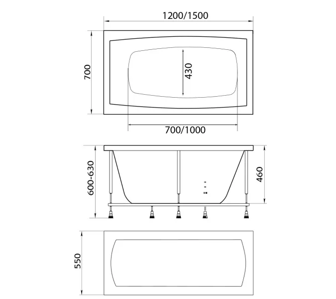 Ванна 1Marka  VIOLA, Выбрать размер: 120*70, изображение 6