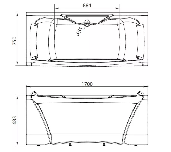Ванна Aima DOLCE VITA, Выбрать размер: 170х75, изображение 22
