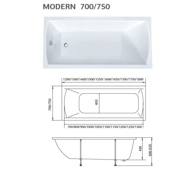 Ванна 1Marka MODERN, Выбрать размер: 120*70, изображение 8