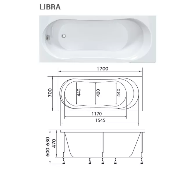 Ванна 1Marka  LIBRA 170х70, изображение 8
