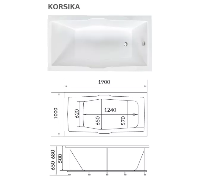 Ванна 1Marka KORSIKA 190x100, изображение 7