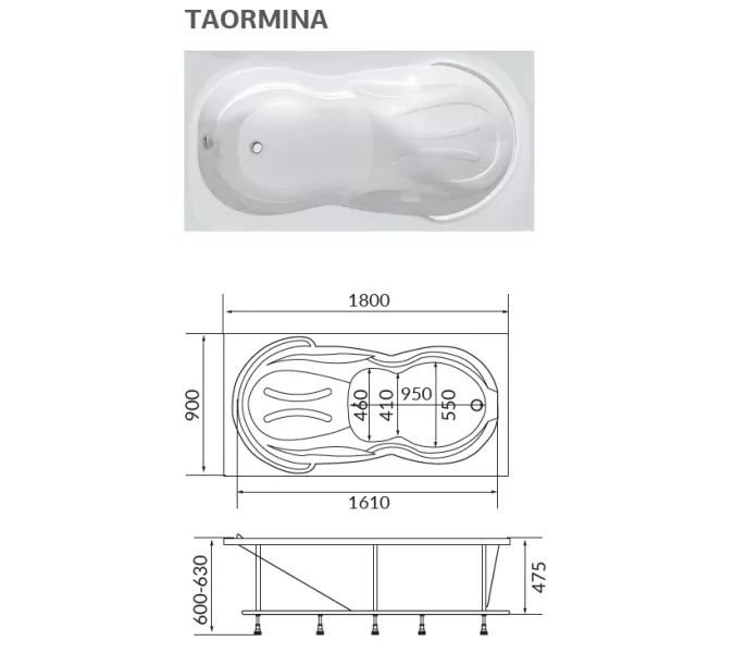 Ванна 1Marka акриловая TAORMINA 180*90, изображение 6