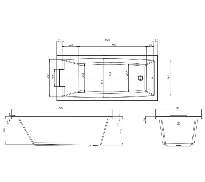 Ванна 1Marka  AELITA MG, Выбрать размер: 165х75, изображение 6