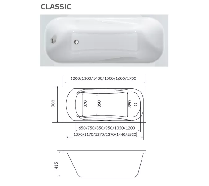Ванна 1Marka CLASSIC, Выбрать размер: 130*70, изображение 8
