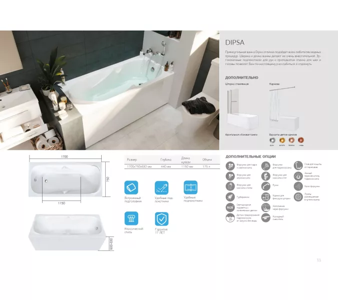 Ванна 1Marka  DIPSA 170x75, изображение 7