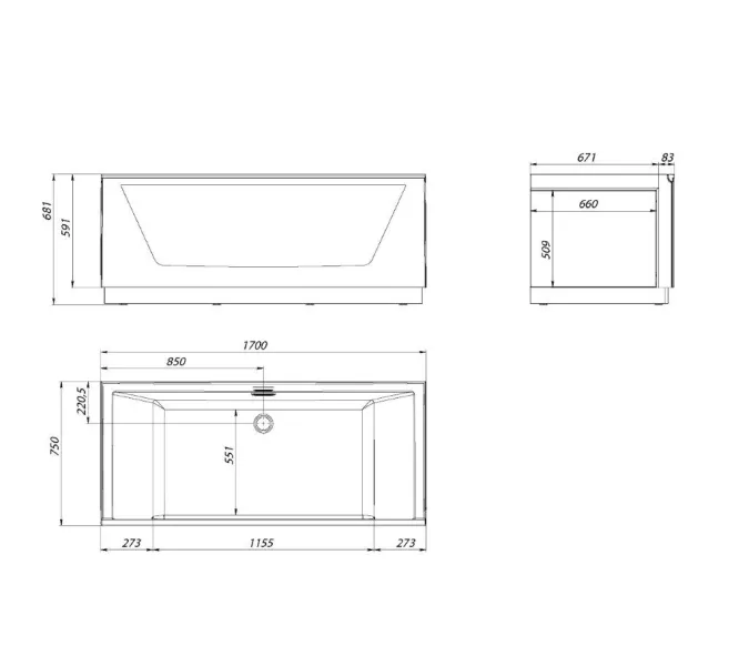 Ванна Aima NEO 170*75 1 стекло (матовое серое), изображение 6