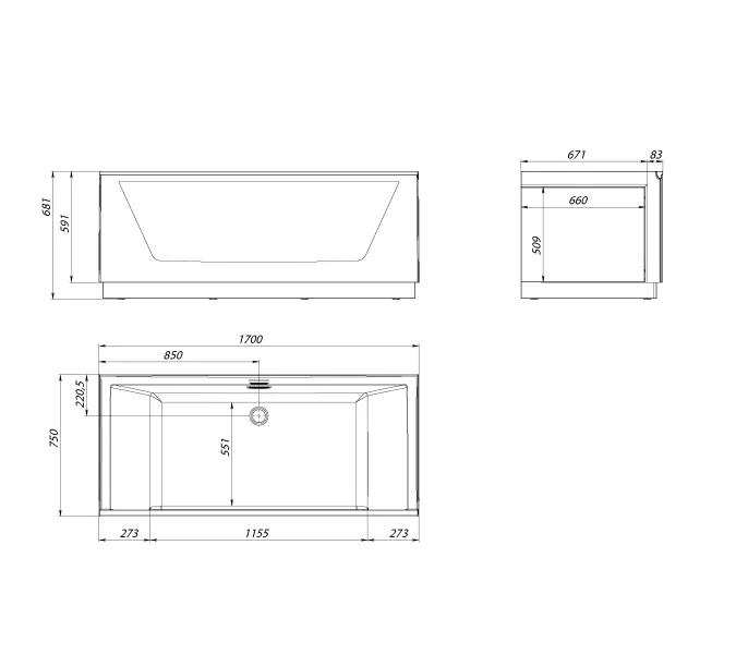 Ванна AIMA NEO 170*75 1 стекло (принт бетон), изображение 7