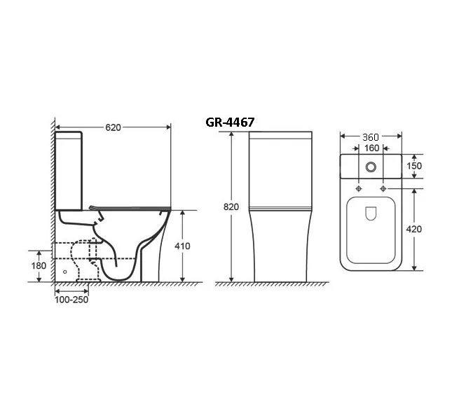 Унитаз Classic GR-4467S напольный безободковый с тонкой крышкой, изображение 6