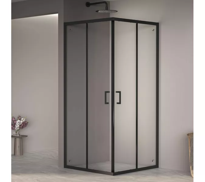 Душевой уголок RGW PA-030B, Цвет стекла: прозрачное, Цвет профиля (вариация): Черный, Выбрать размер: 90х90