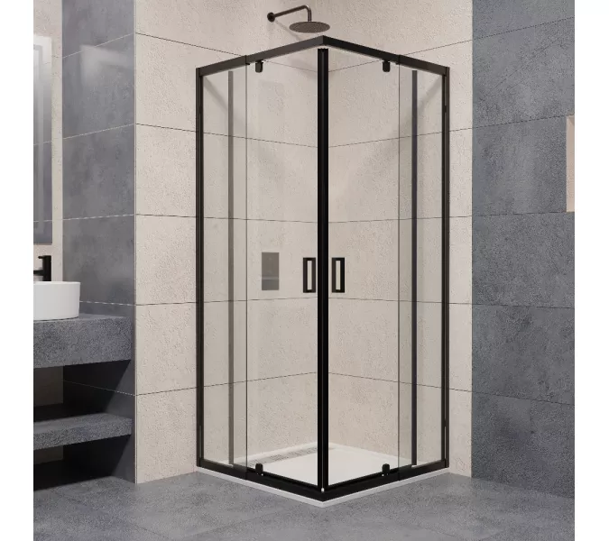 Душевой уголок RGW PA-038B, Цвет стекла: прозрачное, Цвет профиля (вариация): Черный, Выбрать размер: 90*90