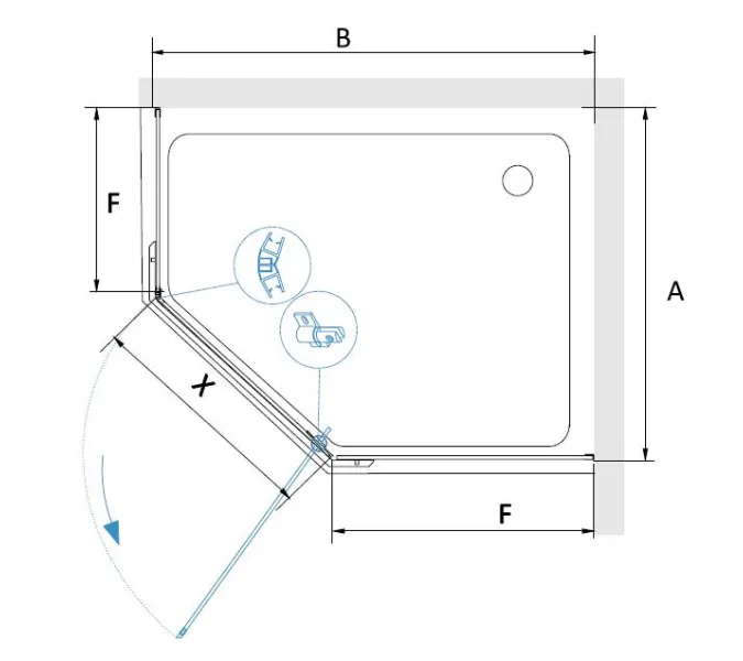 Душевой уголок RGW PA-091B, Цвет стекла: прозрачное, Цвет профиля (вариация): Черный, Выбрать размер: 90х80, изображение 2