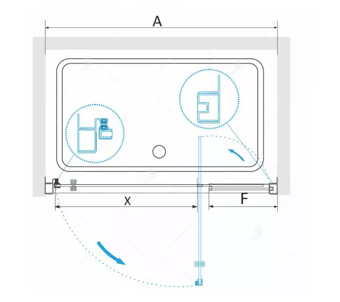 Душевая дверь RGW PA-02B NEW, Цвет стекла: прозрачное, Цвет профиля (вариация): Черный, Выбрать размер: 80, изображение 2