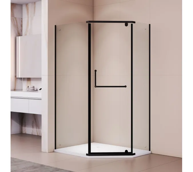 Душевой уголок RGW PA-091B, Цвет стекла: прозрачное, Цвет профиля (вариация): Черный, Выбрать размер: 90х80