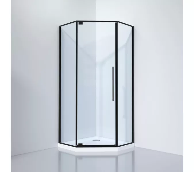 Душевое ограждение Black&White S815 BC, Цвет стекла: прозрачное, Цвет профиля: Черный, Выбрать размер: 100x100