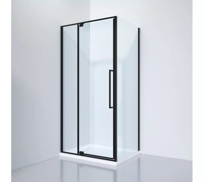 Душевое ограждение Black&White S812 BC, Цвет стекла: прозрачное, Цвет профиля: Черный, Выбрать размер: 100х100