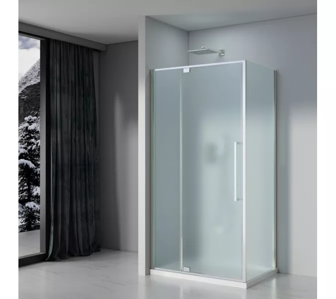 Душевое ограждение Black&White S818 CF, Цвет стекла: матовое, Цвет профиля: Хром, Выбрать размер: 100х80, изображение 2
