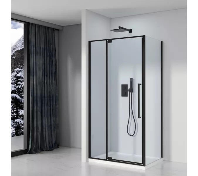 Душевое ограждение Black&White S812 BC, Цвет стекла: прозрачное, Цвет профиля: Черный, Выбрать размер: 100х100, изображение 2