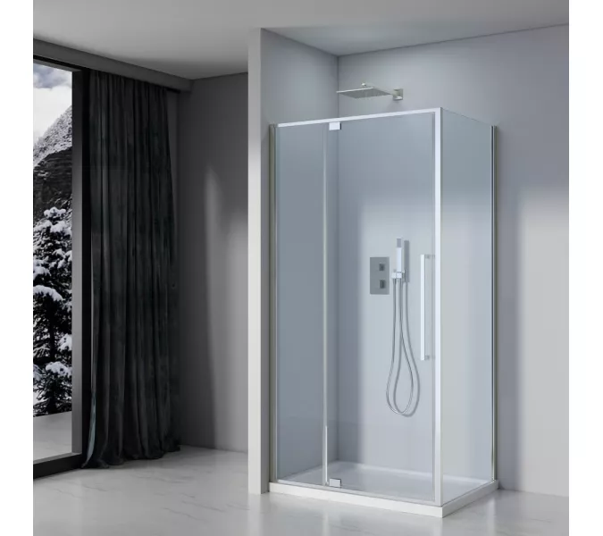 Душевое ограждение Black&White S818 CC, Цвет стекла: прозрачное, Цвет профиля: Хром, Выбрать размер: 100х80, изображение 2