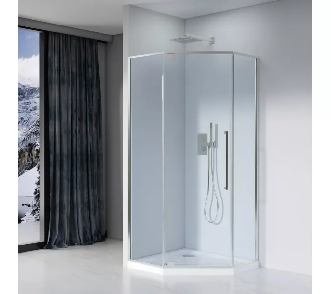 Душевое ограждение Black&White S815 CC, Цвет стекла: прозрачное, Цвет профиля: Хром, Выбрать размер: 100х100, изображение 2