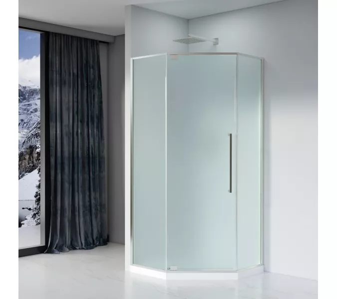 Душевое ограждение Black&White S815 CF, Цвет стекла: матовое, Цвет профиля: Хром, Выбрать размер: 100х100, изображение 2