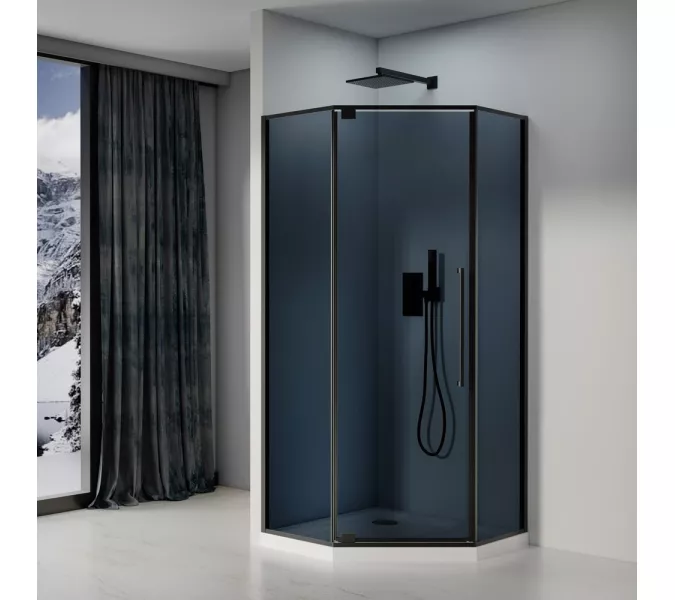 Душевое ограждение Black&White  S815 BG, Цвет стекла: тонированное, Цвет профиля: Черный, Выбрать размер: 90x90, изображение 2