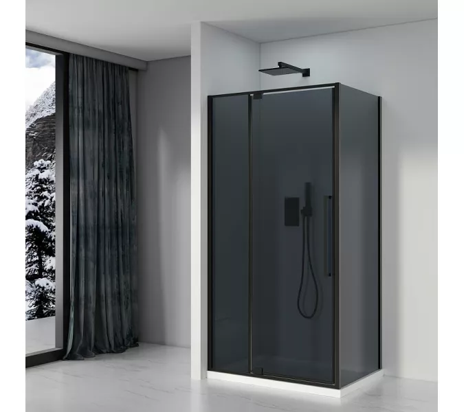 Душевое ограждение Black&White S812 BG, Цвет стекла: тонированное, Цвет профиля: Черный, Выбрать размер: 100х100, изображение 2