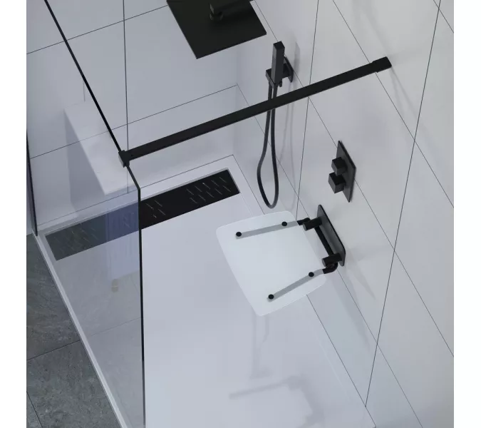 Сиденье складное настенное Black&White SN-0883B  (130x390x387), изображение 3