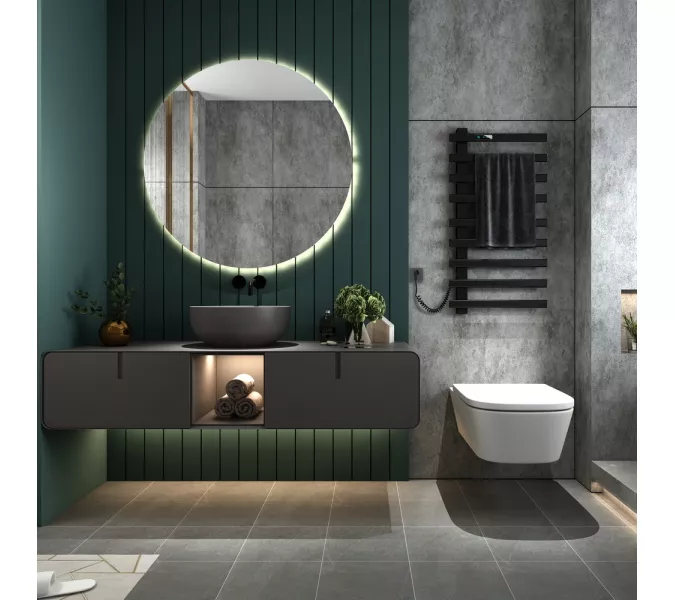 Полотенцесушитель N-355В-I Matt Black /White, Выбрать цвет: Чёрный, изображение 3