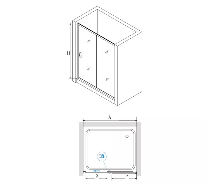 Душевая дверь RGW PA-016B, Цвет стекла: прозрачное, Цвет профиля (вариация): Черный, Выбрать размер: 120, изображение 2