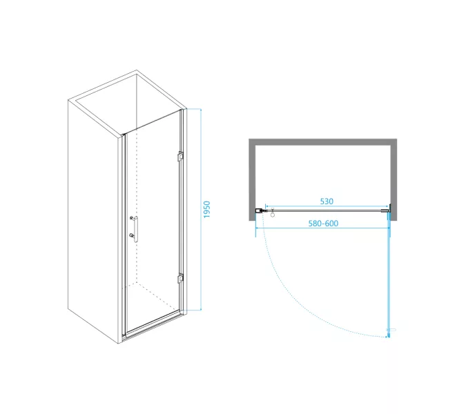 Душевая дверь RGW PA-06B, Цвет стекла: прозрачное, Цвет профиля (вариация): Черный, Выбрать размер: 70, изображение 2