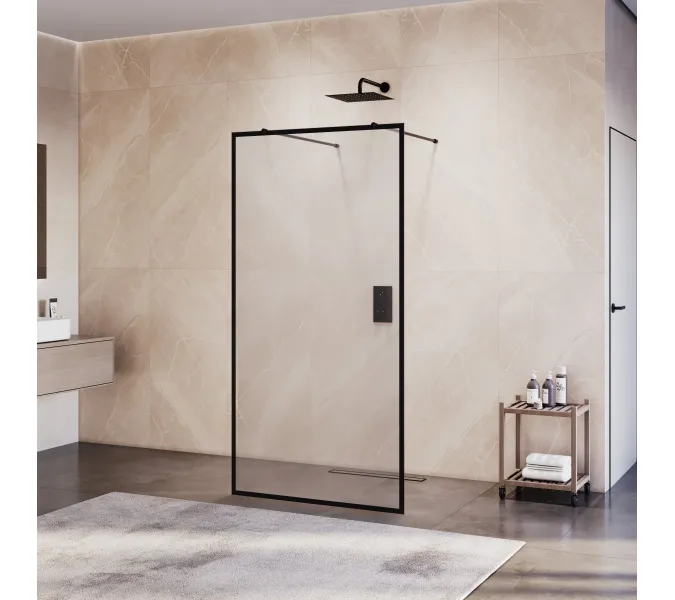 Душевая перегородка RGW WA-017B, Цвет стекла: прозрачное, Цвет профиля (вариация): Черный, Выбрать размер: 120