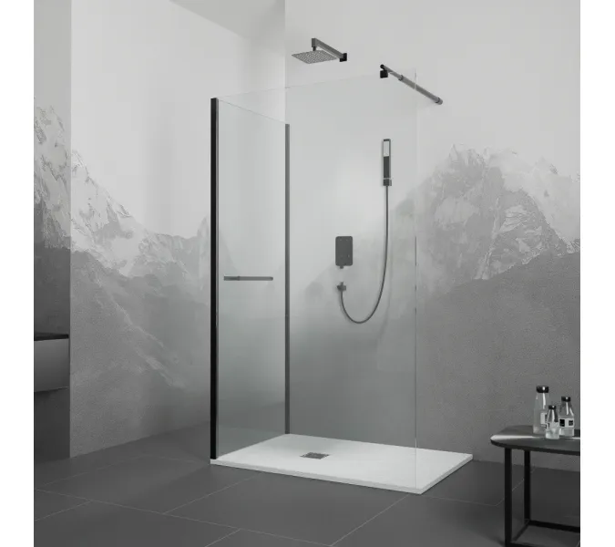 Душевой уголок RGW WA-005-1B (WA-002B+Z-060-2B), Цвет стекла: прозрачное, Цвет профиля (вариация): Черный, Выбрать размер: 700*800
