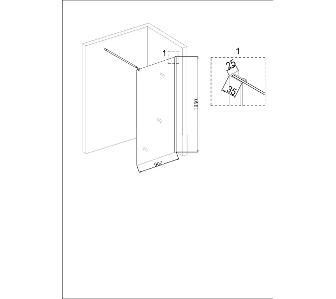Душ. перегородка NG-683-90 BLACK (90x195), изображение 4