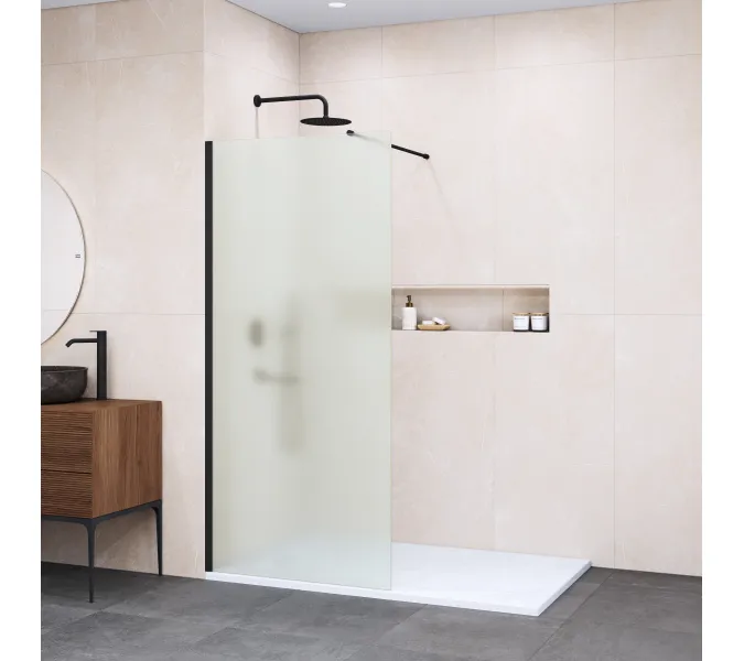Перегородка для душа RGW WA-002B, Цвет стекла: матовое-сатинат, Цвет профиля (вариация): Черный, Выбрать размер: 70
