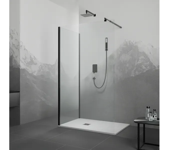 Душевой уголок RGW WA-005B (WA-002B+Z-050-2B), Цвет стекла: прозрачное, Цвет профиля (вариация): Черный, Выбрать размер: 1200*1200