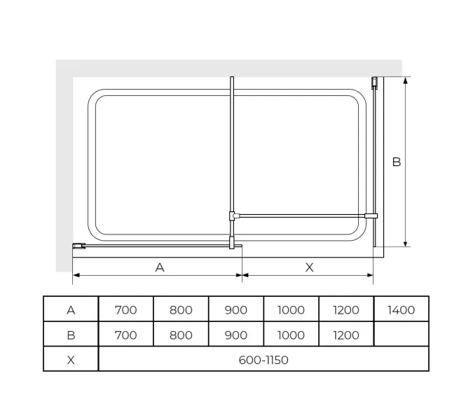 Перегородка для душа RGW WA-021B (WA-011B (2 шт.) + S-1220B) 90х100, изображение 2