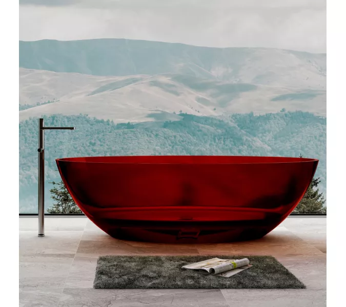 Ванна из полиэфирной смолы ABBER Kristall AT9702Rubin красная 180*85 прозрачная, Выбрать цвет: Красный