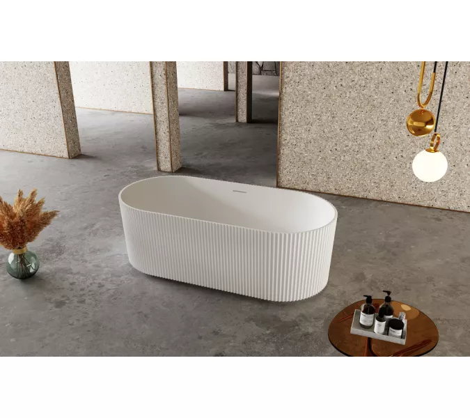 Ванна из искусственного камня ABBER Stein AS9601 белая матовая 170*75, Выбрать цвет: Белый, изображение 10