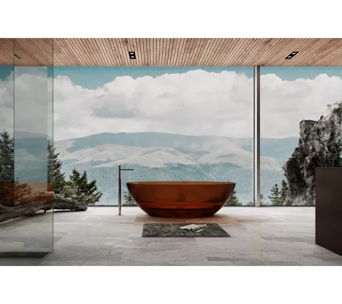 Ванна из полиэфирной смолы ABBER Kristall AT9702Opal 180*85 прозрачная, Выбрать цвет: Коричневый, изображение 4